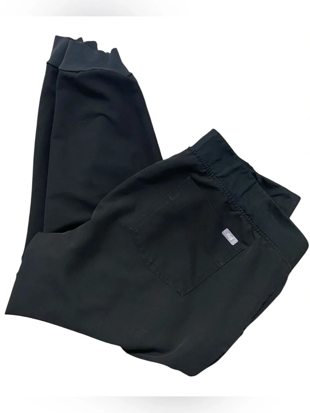 Figs Black Jogger Style Scrub Pants with grey Drawstring Cargo XLP